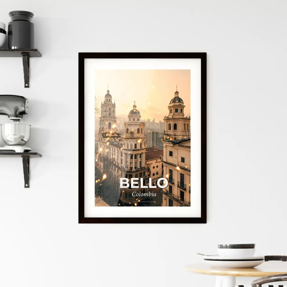 Bello City Skyline Art: Pastel Hues, Brilliant Lights Framed Print