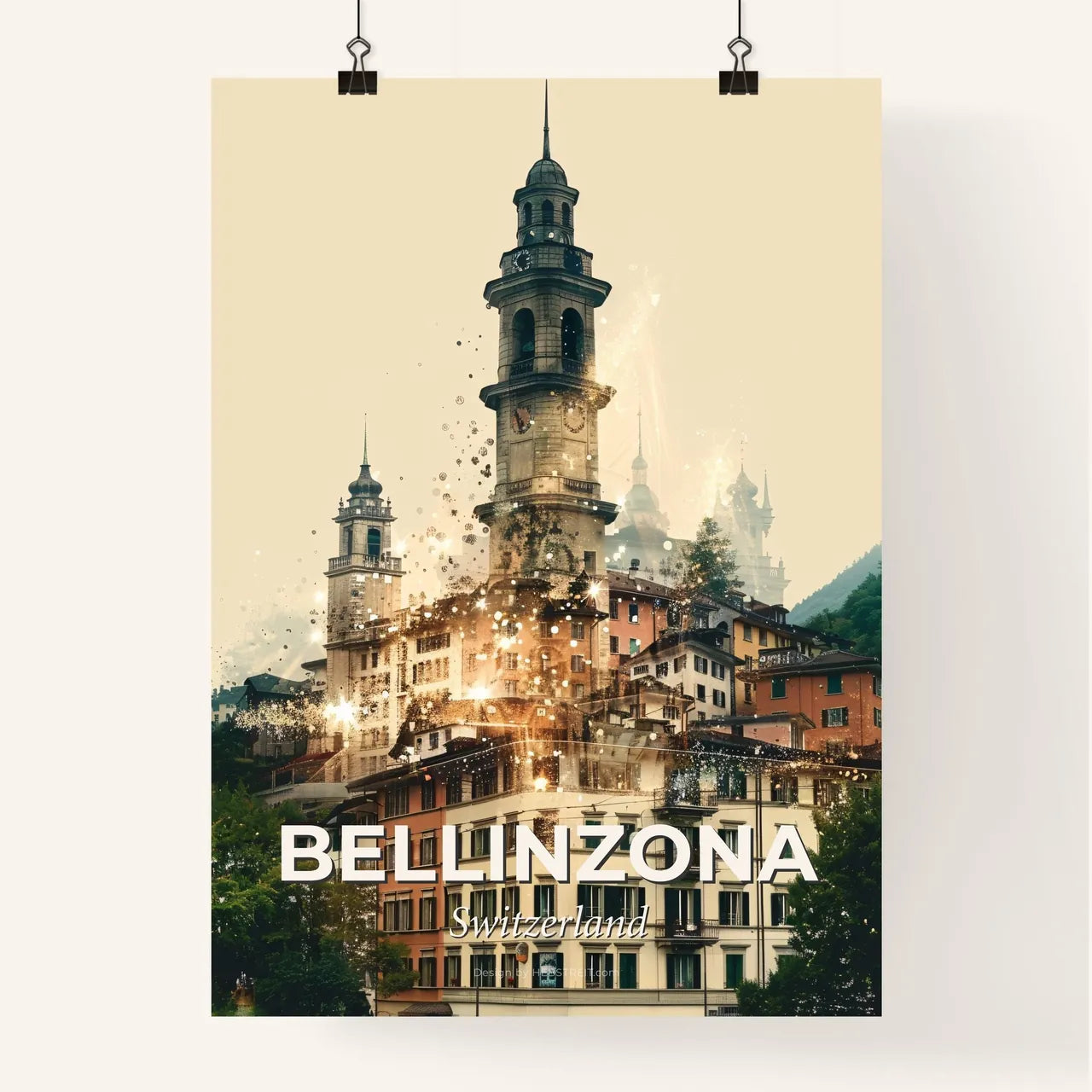 Bellinzona: Skyline and Architecture Art Poster