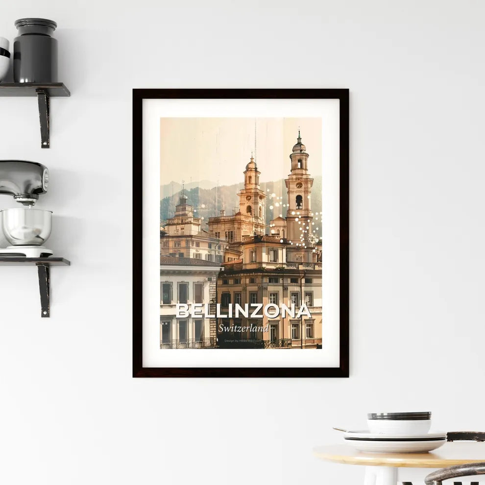 Bellinzona Skyline Composite Art Poster Framed Print