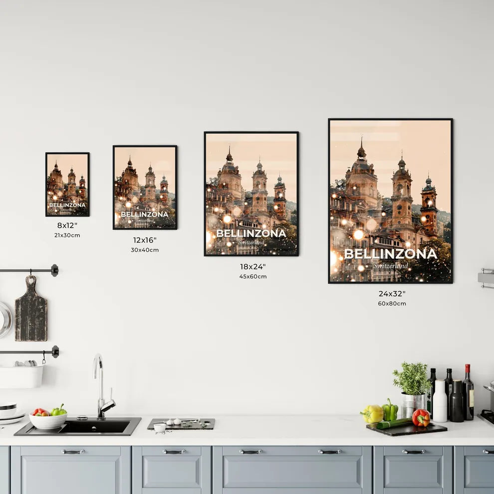 Bellinzona Skyline Architecture City Lights Poster Art Office Art