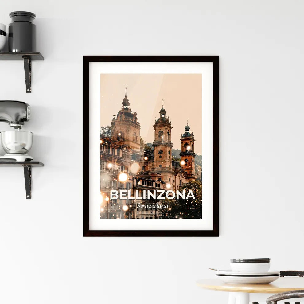 Bellinzona Skyline Architecture City Lights Poster Art Framed Print
