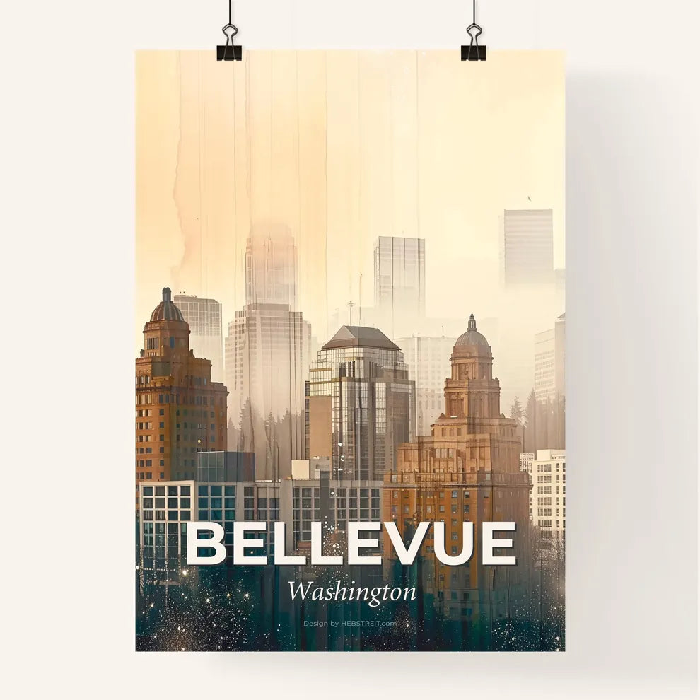 Bellevue City Skyline Abstract Art Poster Poster