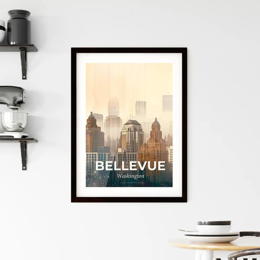 Bellevue City Skyline Abstract Art Poster Framed Print