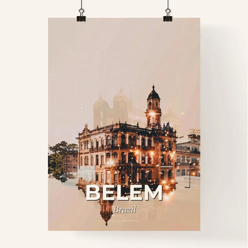 Belem City Skyline Local Icons Composite Artwork Poster Poster
