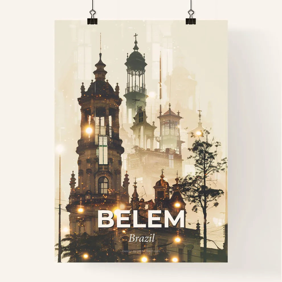 Belem Double Exposure City Art Skyline Vibrant Poster Poster