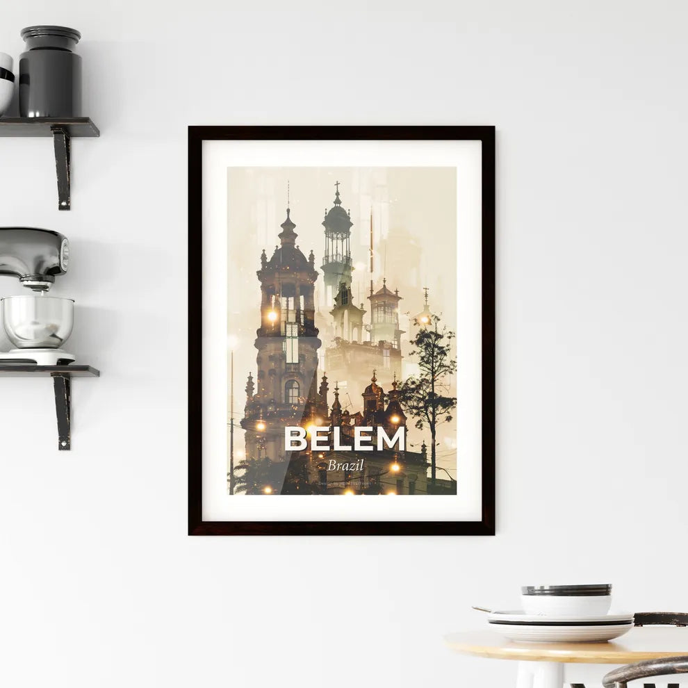 Belem Double Exposure City Art Skyline Vibrant Poster Framed Print