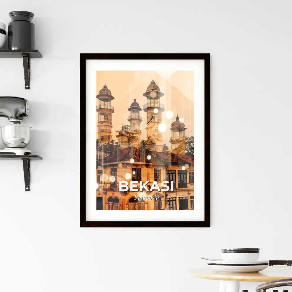 Bekasi Skyline Double Exposure Art Poster Framed Print