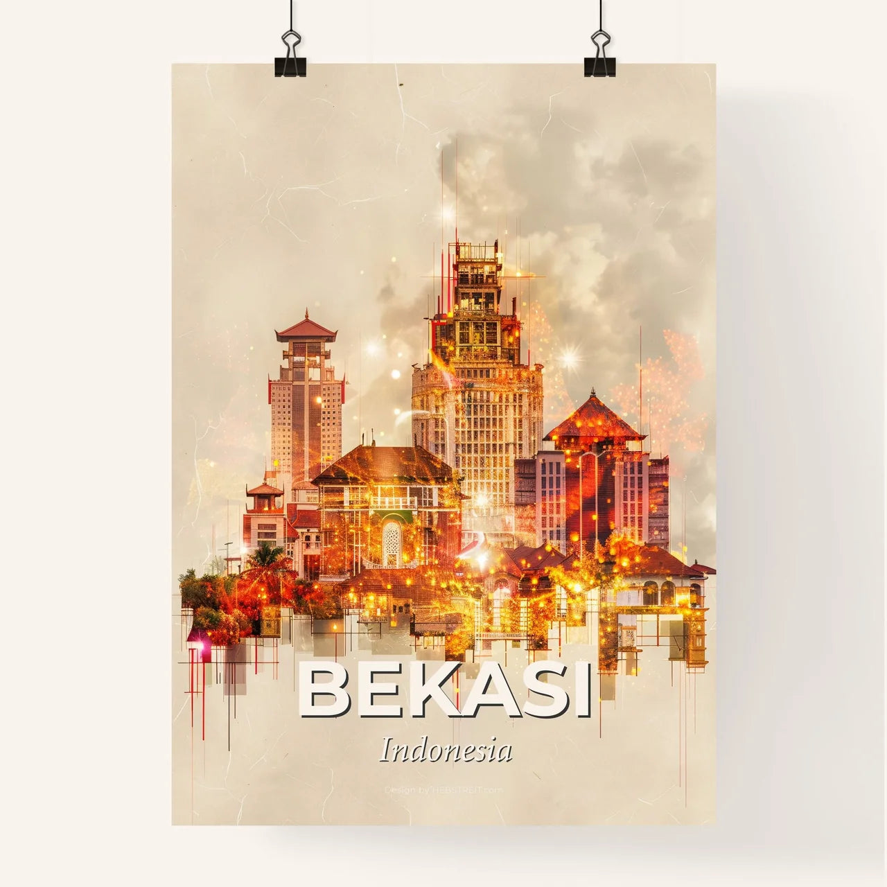 Bekasi: Skyline in Double Exposure Poster