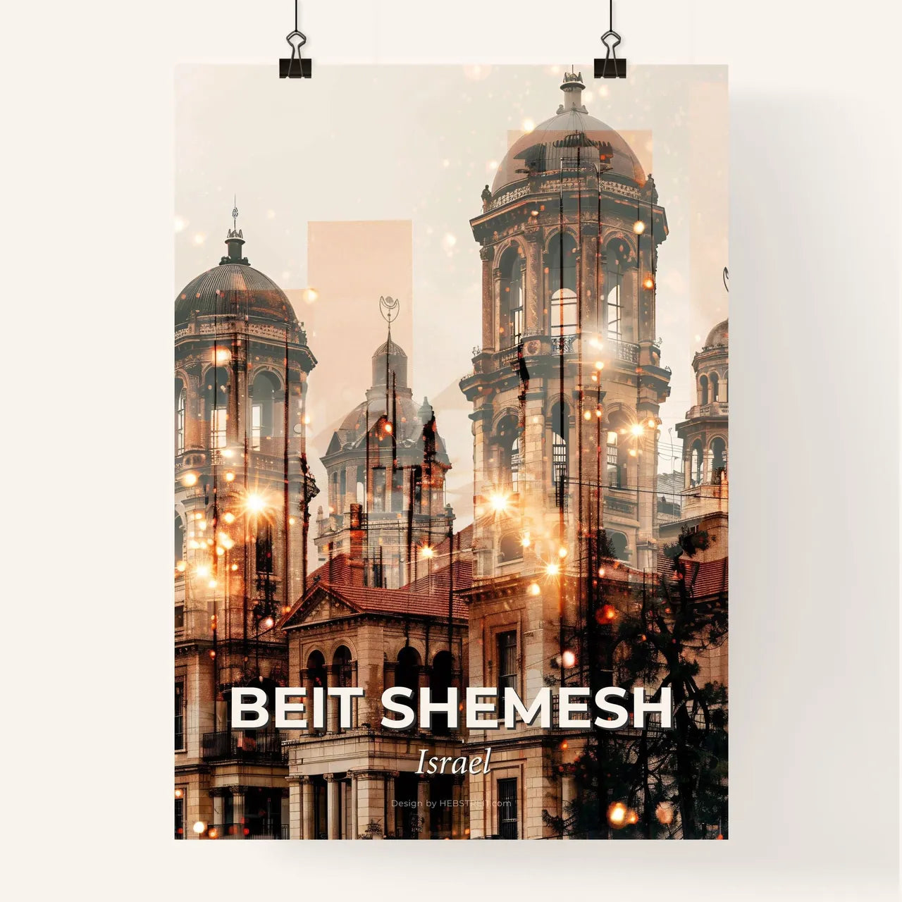 Beit Shemesh Skyline Double Exposure Art Poster Poster