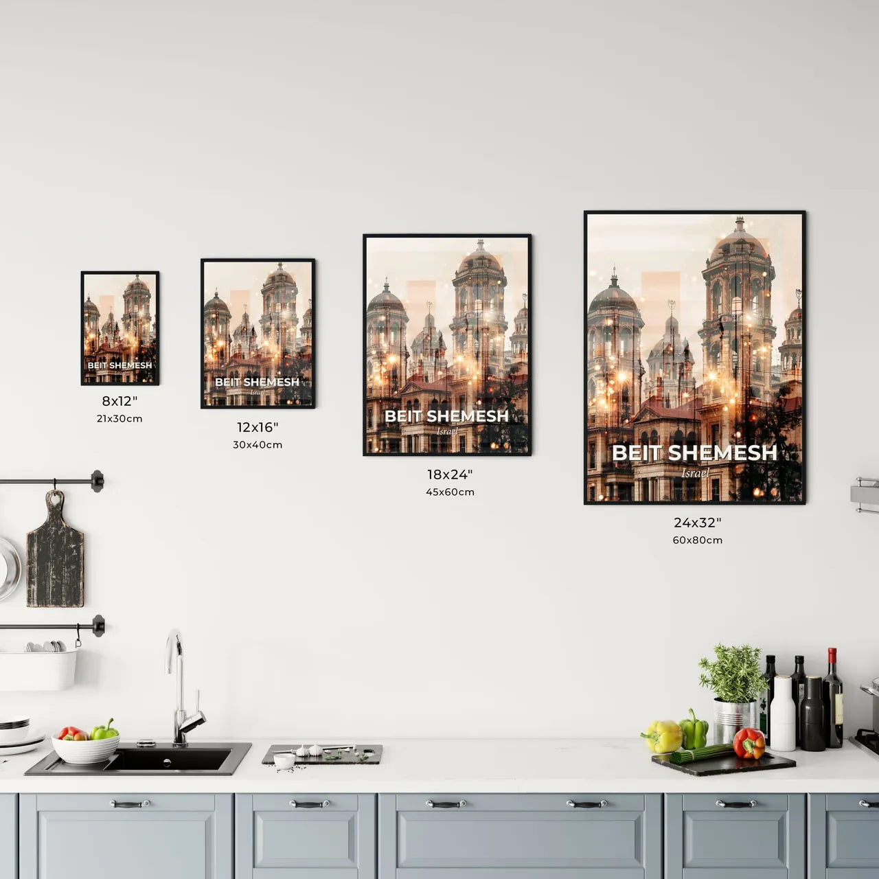 Beit Shemesh Skyline Double Exposure Art Poster Office Art