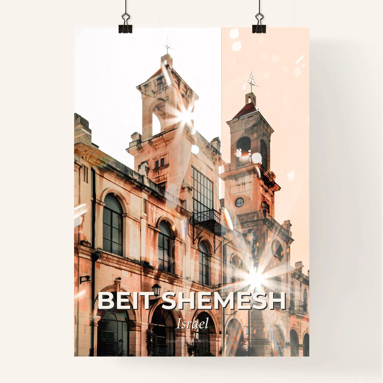 Beit Shemesh Skyline Double Exposure Art Poster