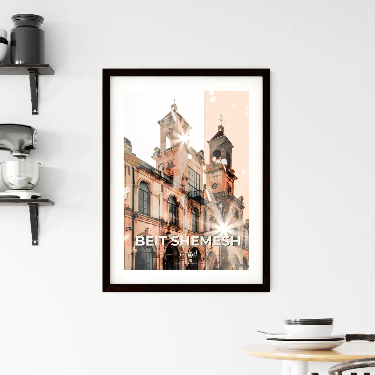 Beit Shemesh Skyline Double Exposure Art Framed Print