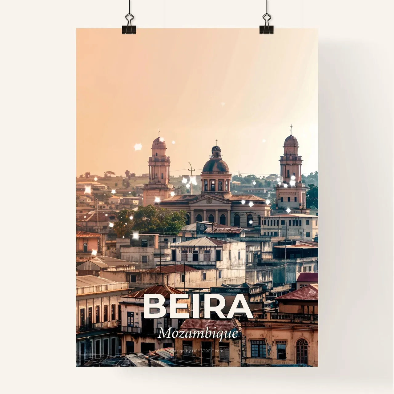 Beira Mozambique Double Exposure Skyline Symphony Poster