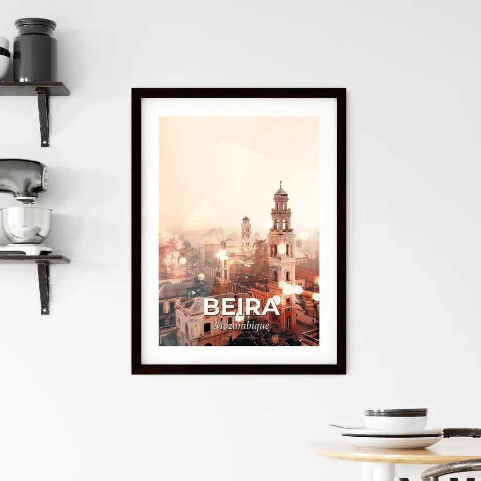 Beira City Skyline Composite Art, High Resolution Framed Print