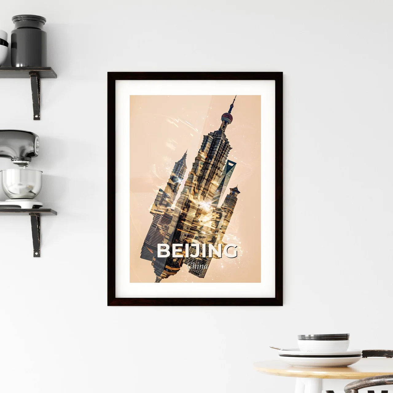 Beijing Skyline Art Composite Poster Framed Print
