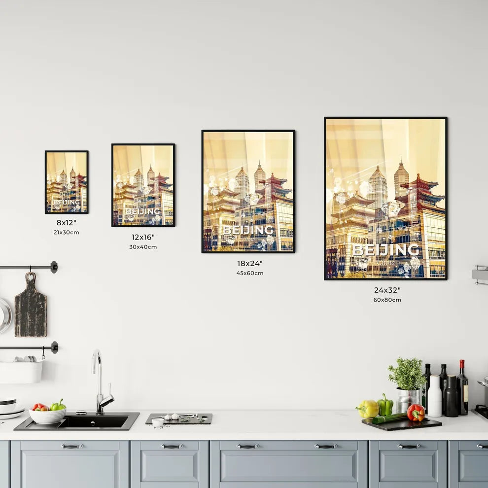 Beijing Skyline Dreamy Double Exposure Poster Art Office Art