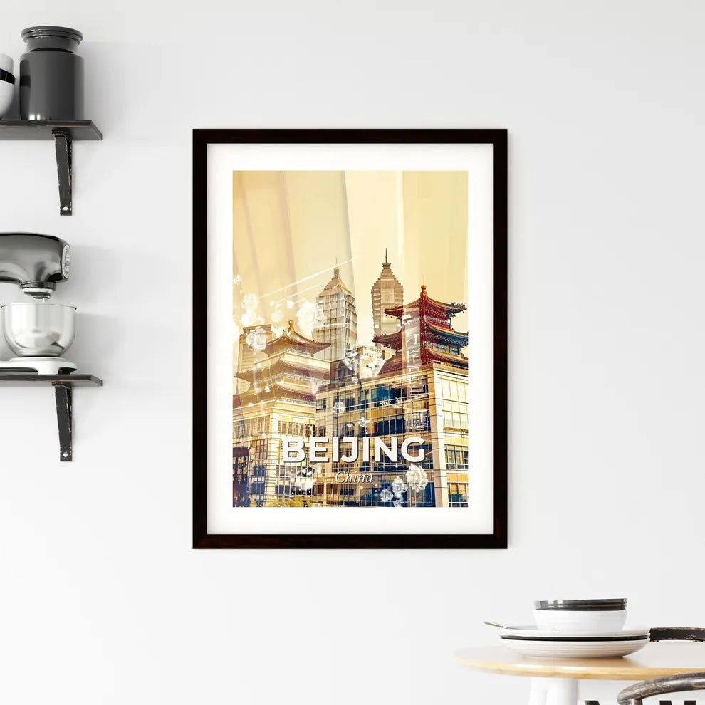 Beijing Skyline Dreamy Double Exposure Poster Art Framed Print