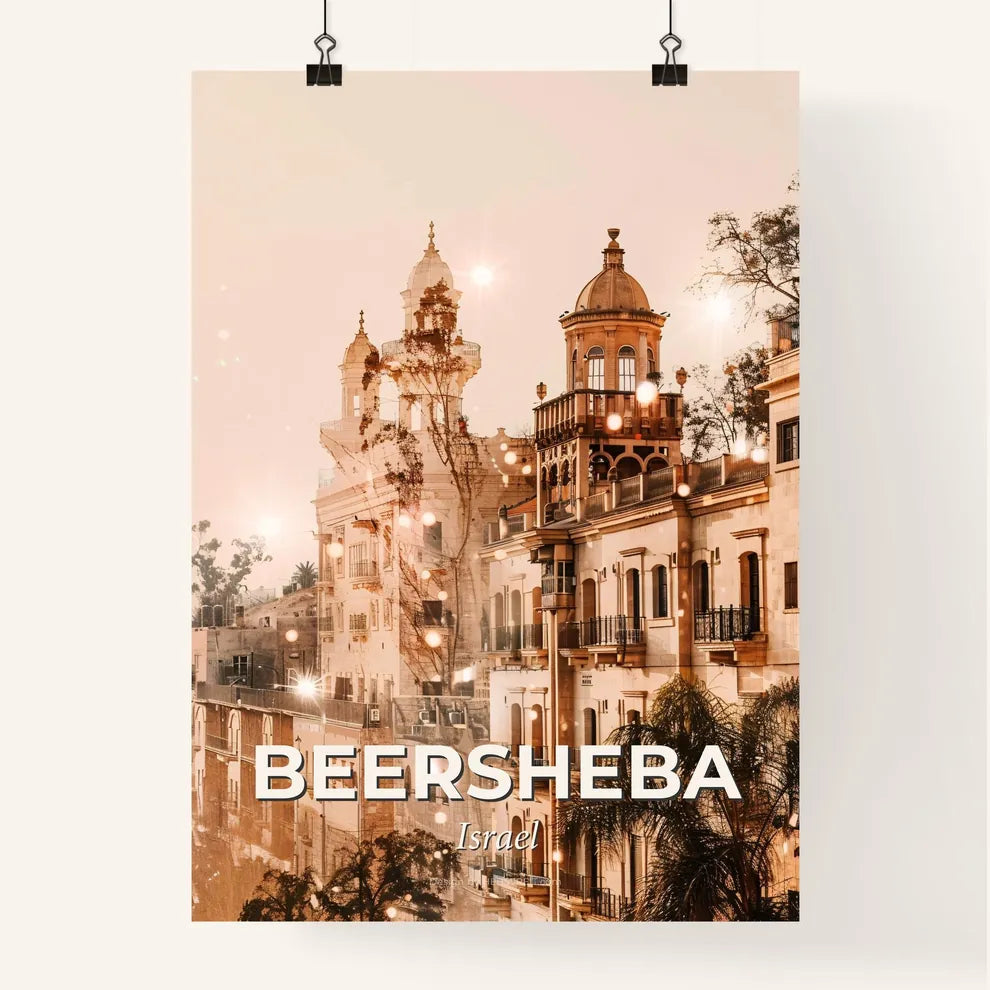 Beersheba: City Skyline Double Exposure Silhouette Poster
