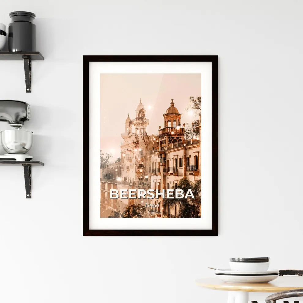 Beersheba: City Skyline Double Exposure Silhouette Framed Print