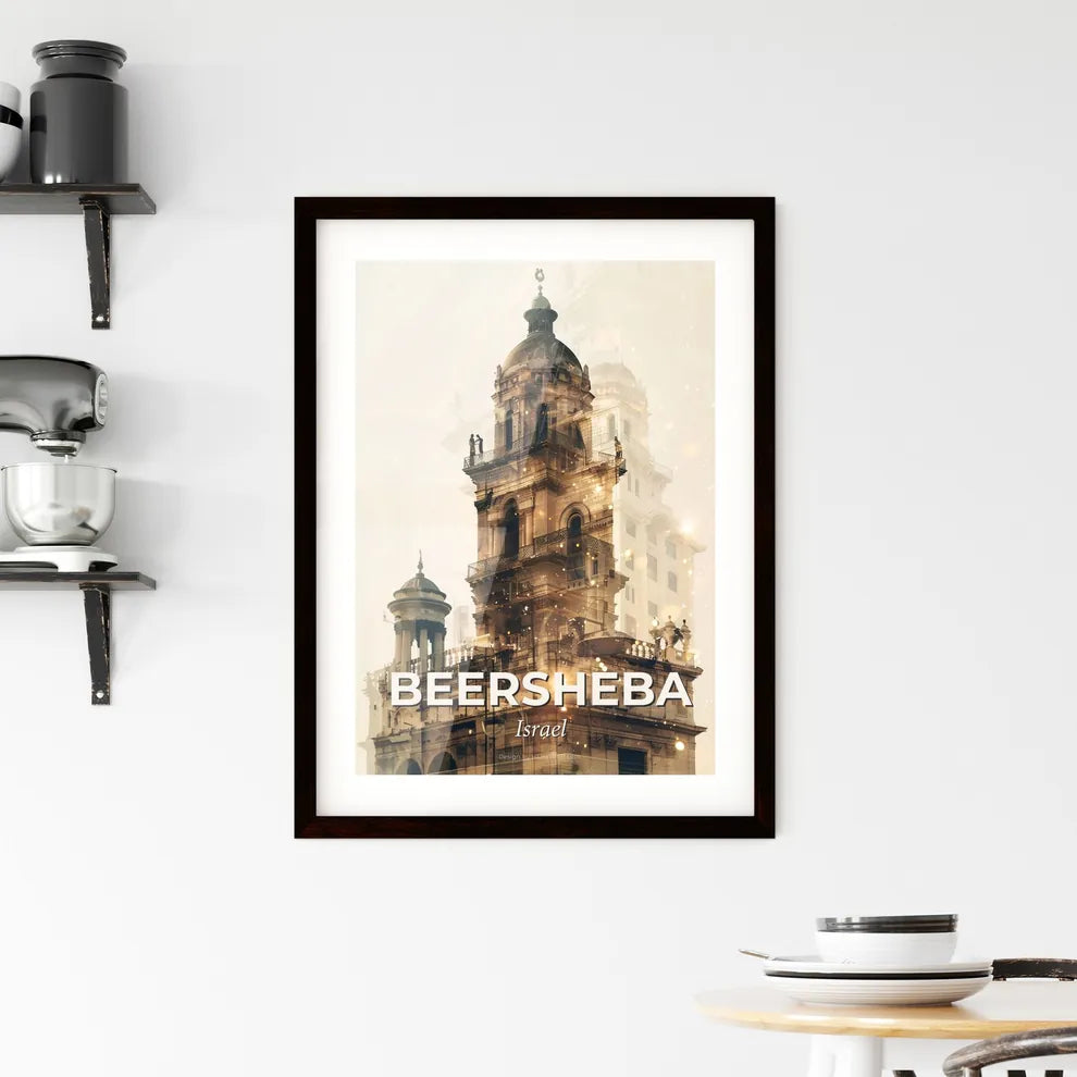 Beersheba Skyline Double Exposure Art Framed Print