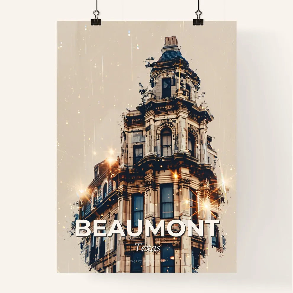 Beaumont City Skyline Double Exposure Art Poster