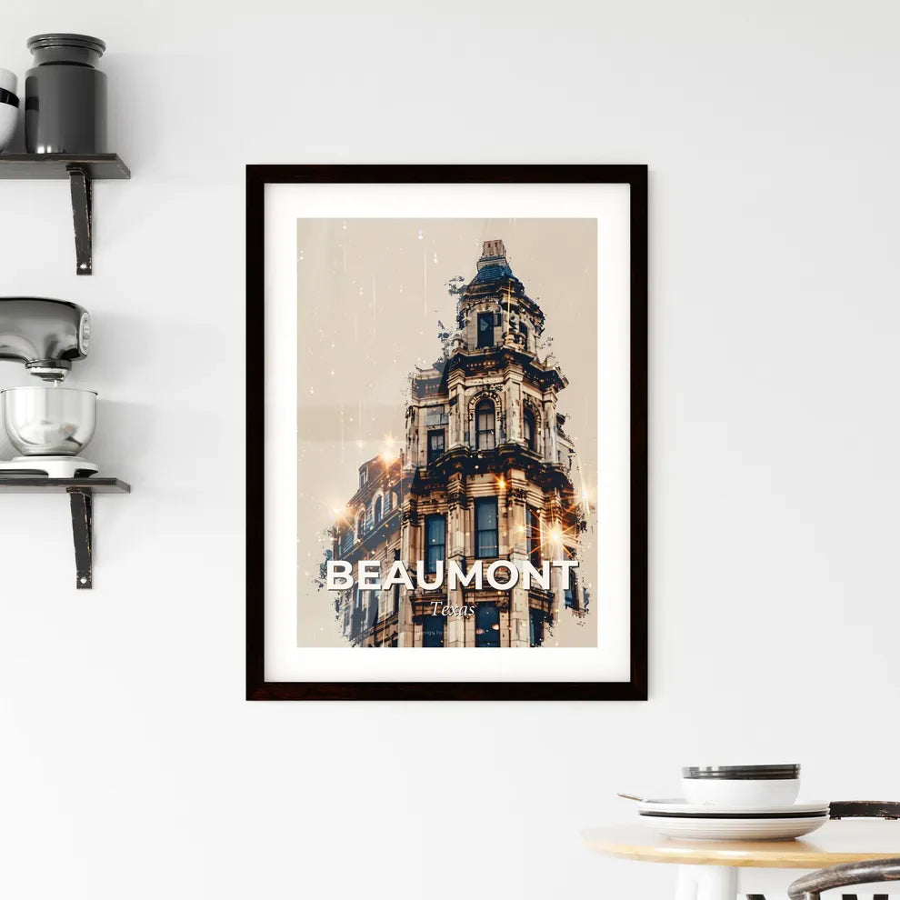 Beaumont City Skyline Double Exposure Art Framed Print