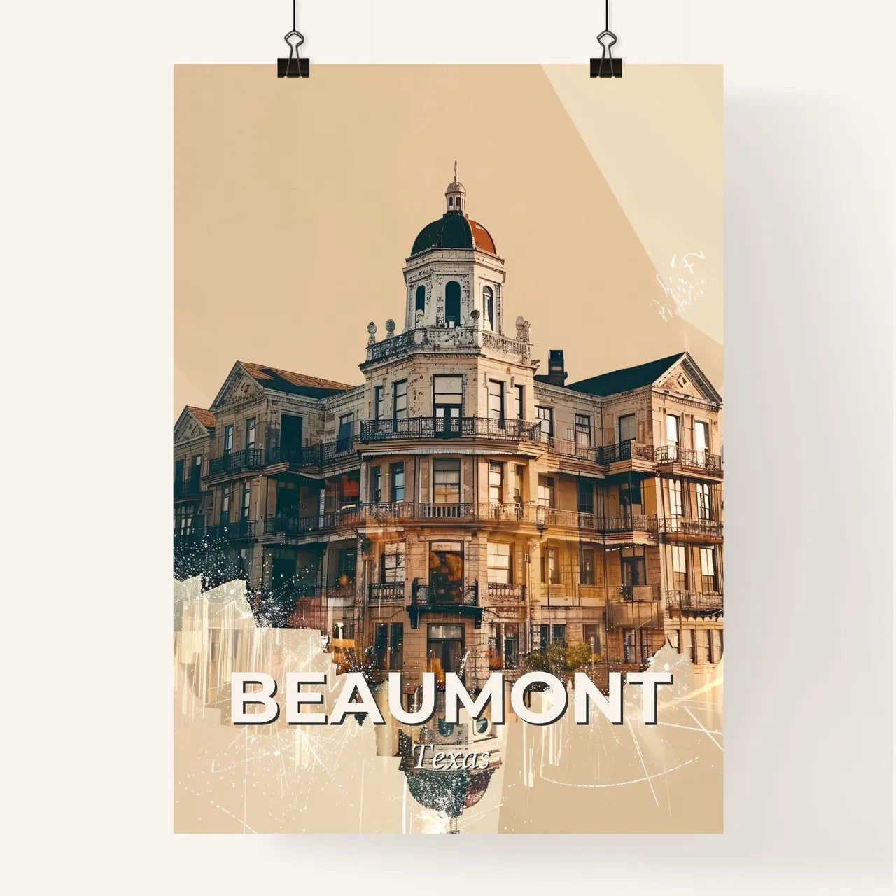 Beaumont Cityscape Skyline Bright Beige Poster Poster