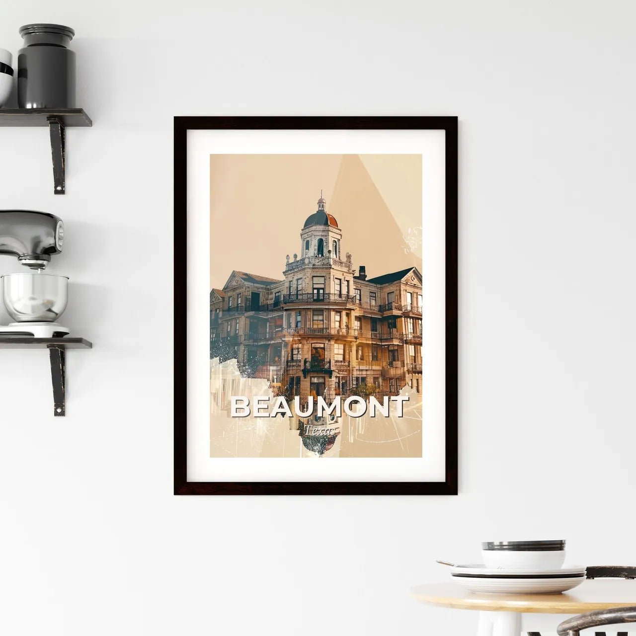 Beaumont Cityscape Skyline Bright Beige Poster Framed Print