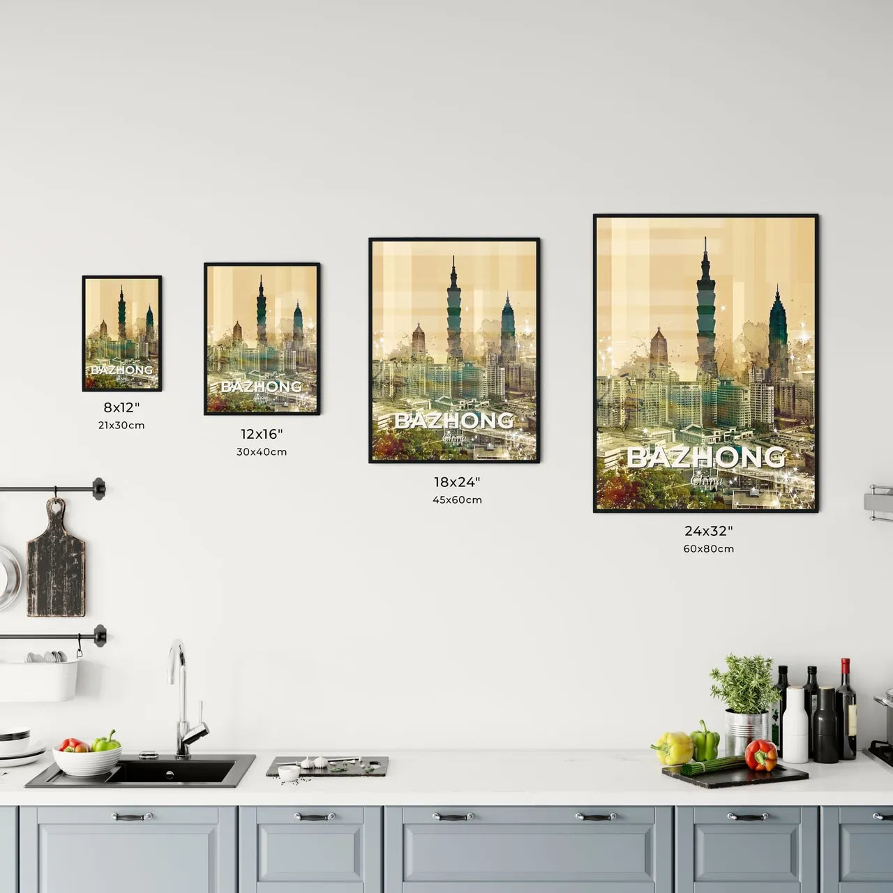 Bazhong Skyline Double Exposure Art Poster Office Art