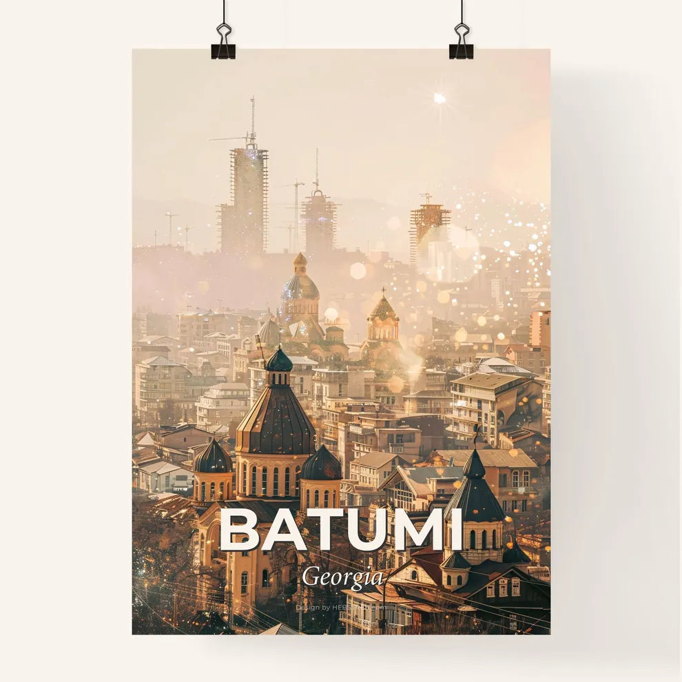 Batumi, Georgia: Local Architecture Under a Night Sky Poster