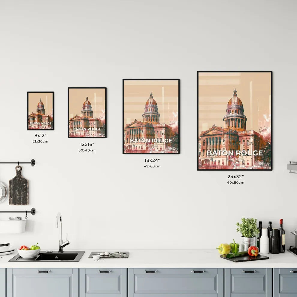 Baton Rouge City Skyline Double Exposure Poster Office Art