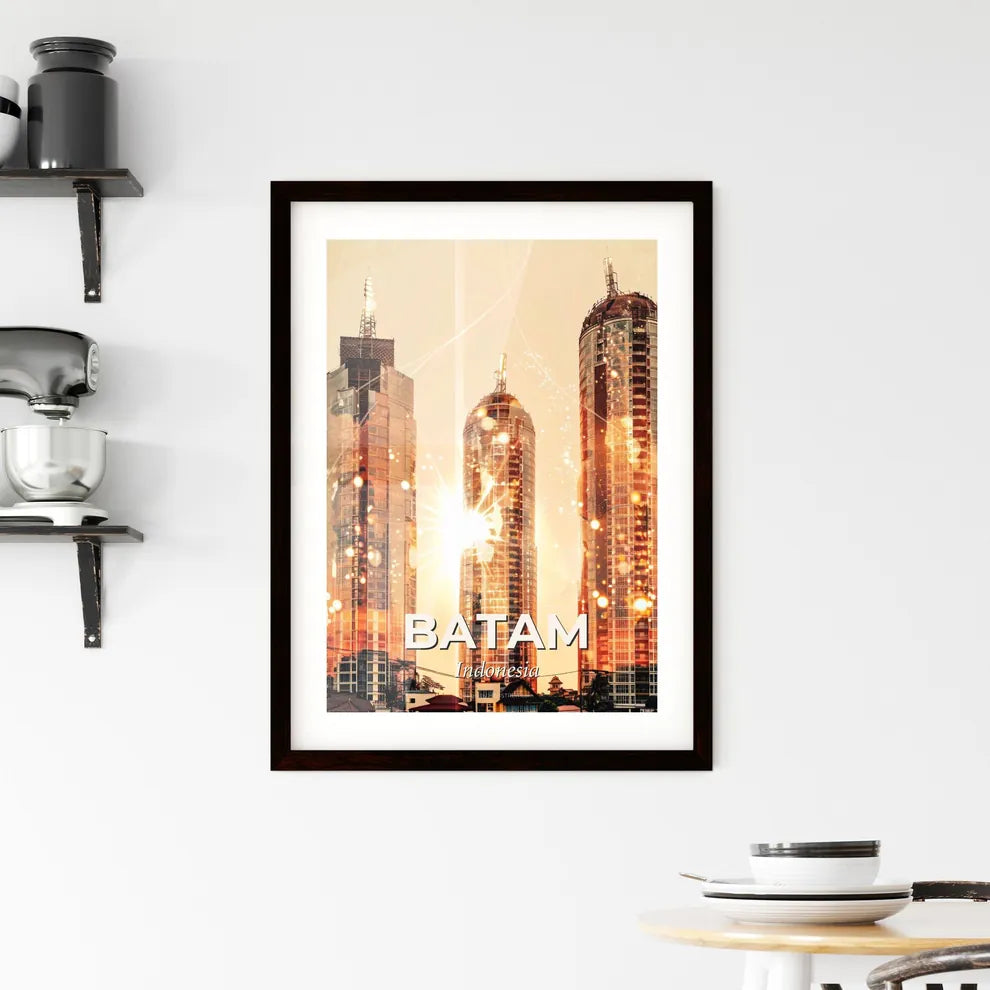 Batam Skyline Minimalist Composite Poster Art Framed Print