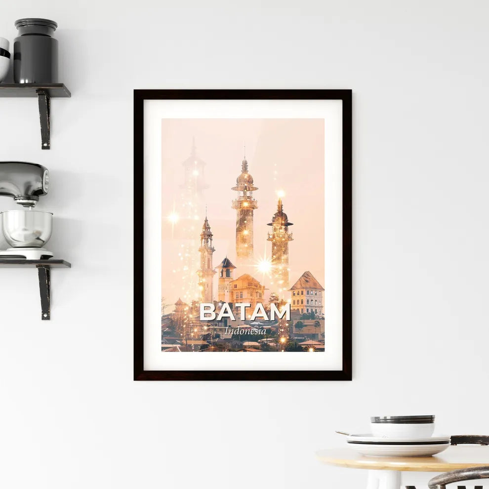Batam Skyline: Double Exposure Art Composite Framed Print