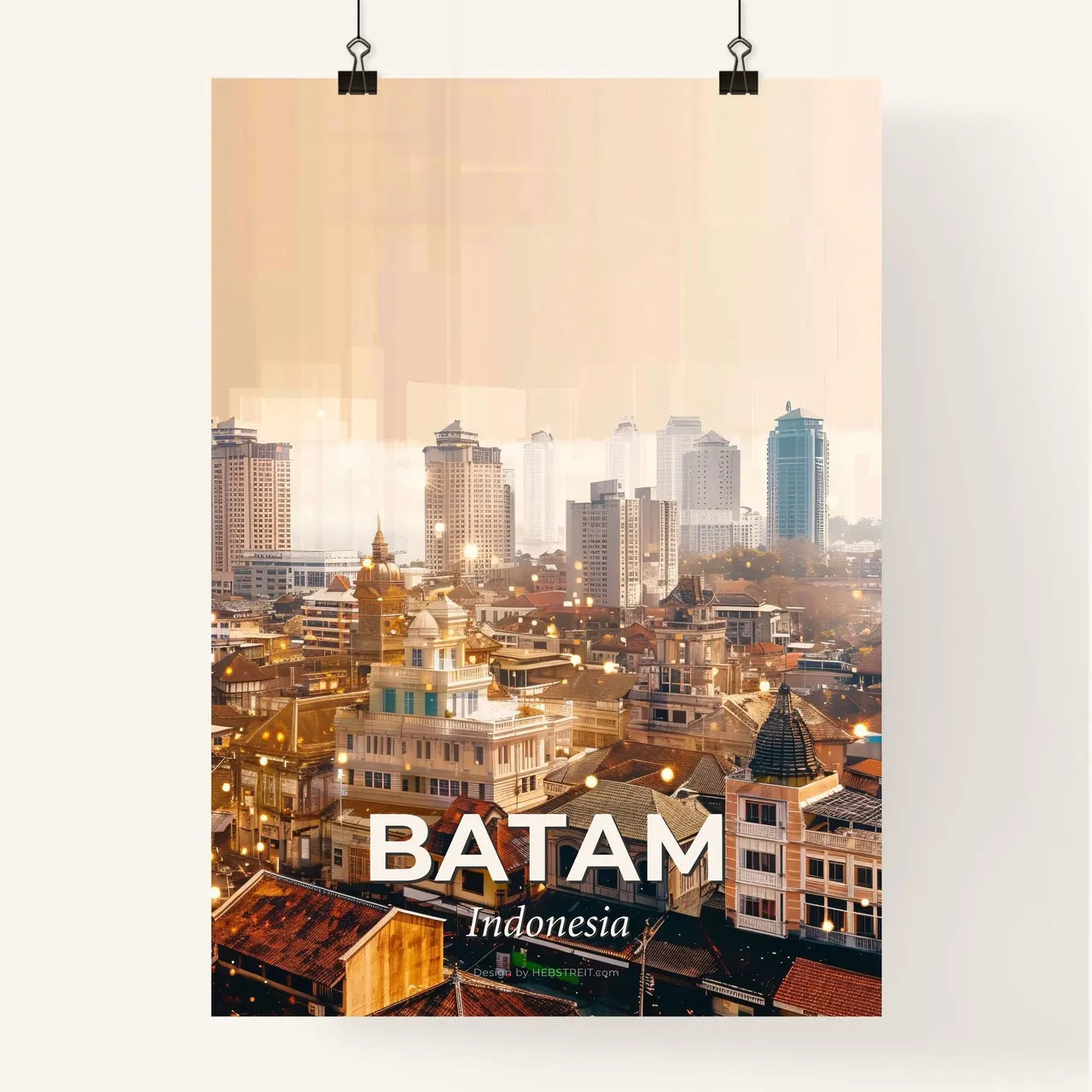 Batam Skyline Double Exposure Artwork Poster