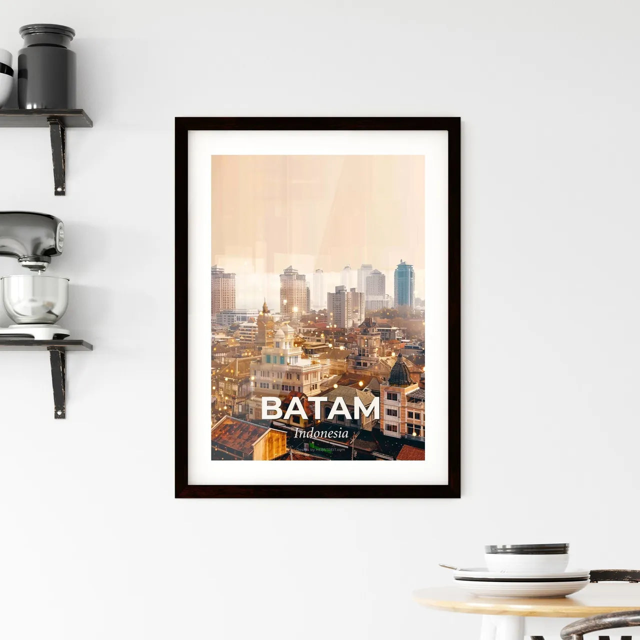 Batam Skyline Double Exposure Artwork Framed Print