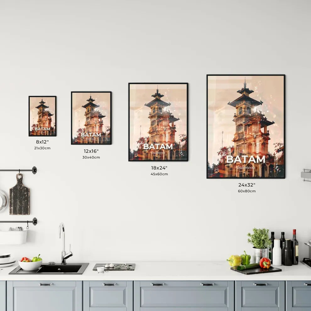 Batam Indonesia Skyline Bright Beige Poster Office Art