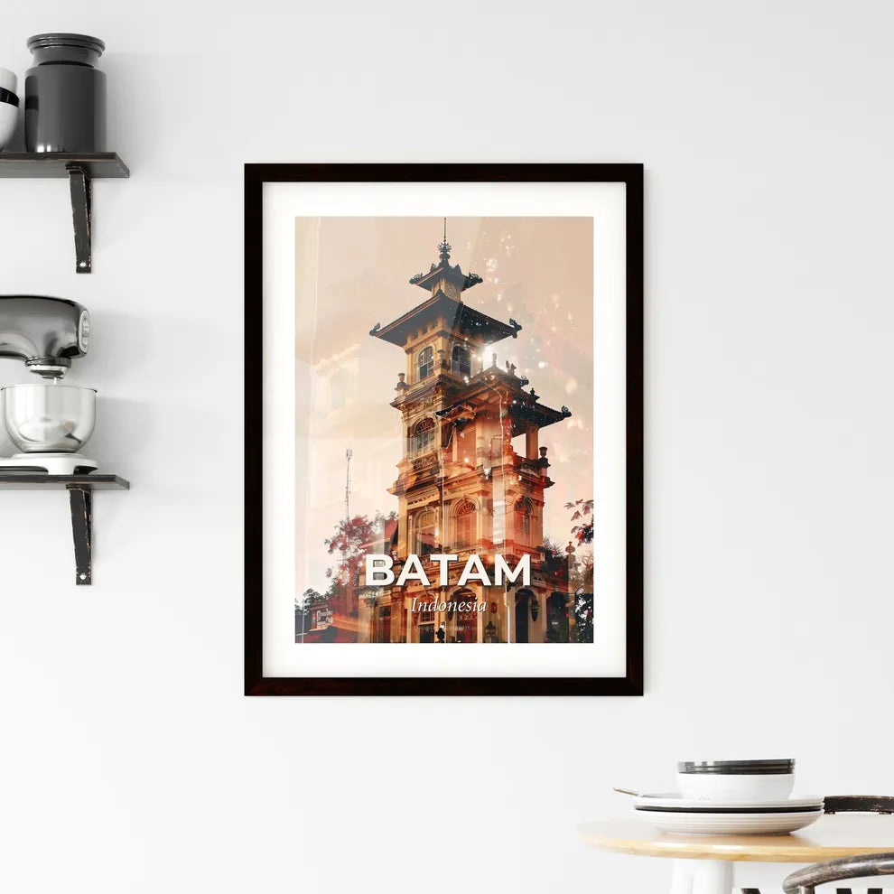 Batam Indonesia Skyline Bright Beige Poster Framed Print