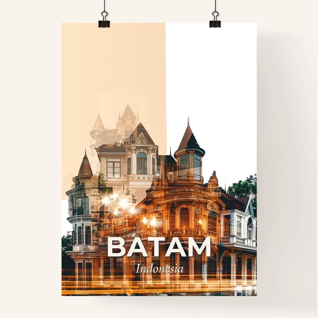 Batam Indonesia Skyline Sparkle Art Print Poster