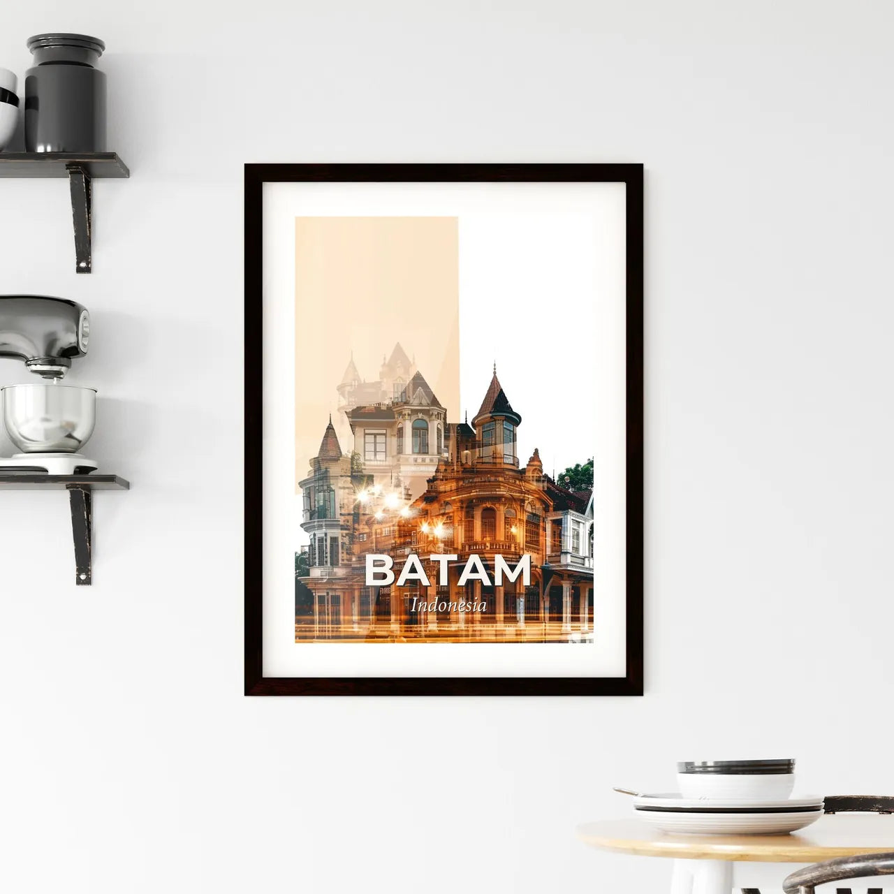 Batam Indonesia Skyline Sparkle Art Print Framed Print