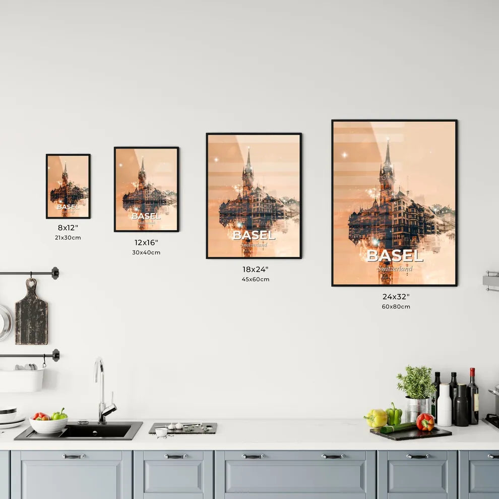 Basel: Double Exposure Dreamy Skyline Art Office Art