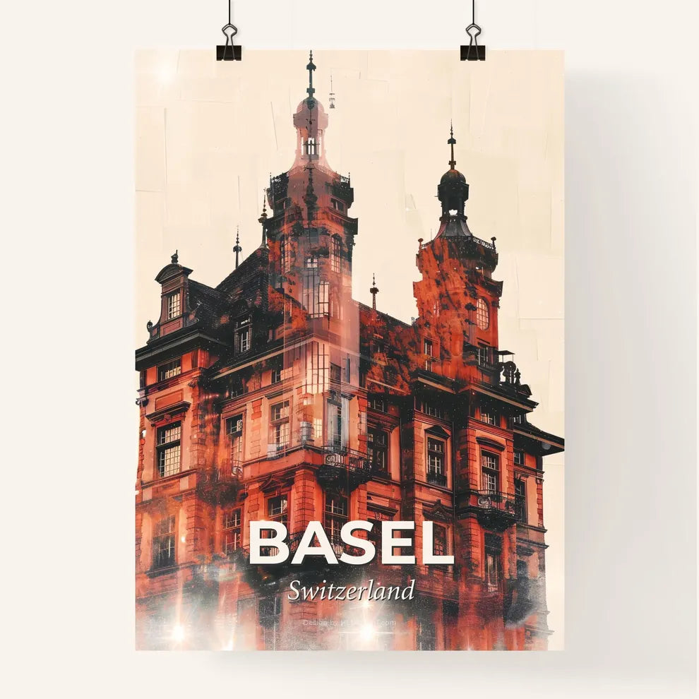 Basel City Skyline Iconic Double Exposure Poster Poster