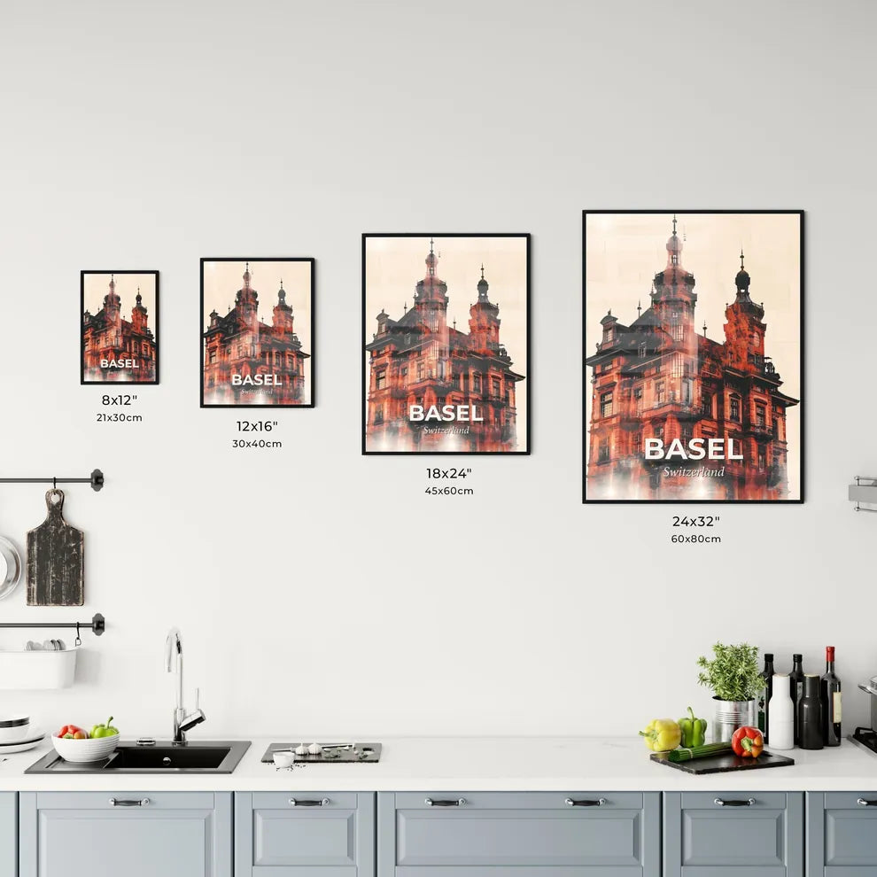Basel City Skyline Iconic Double Exposure Poster Office Art
