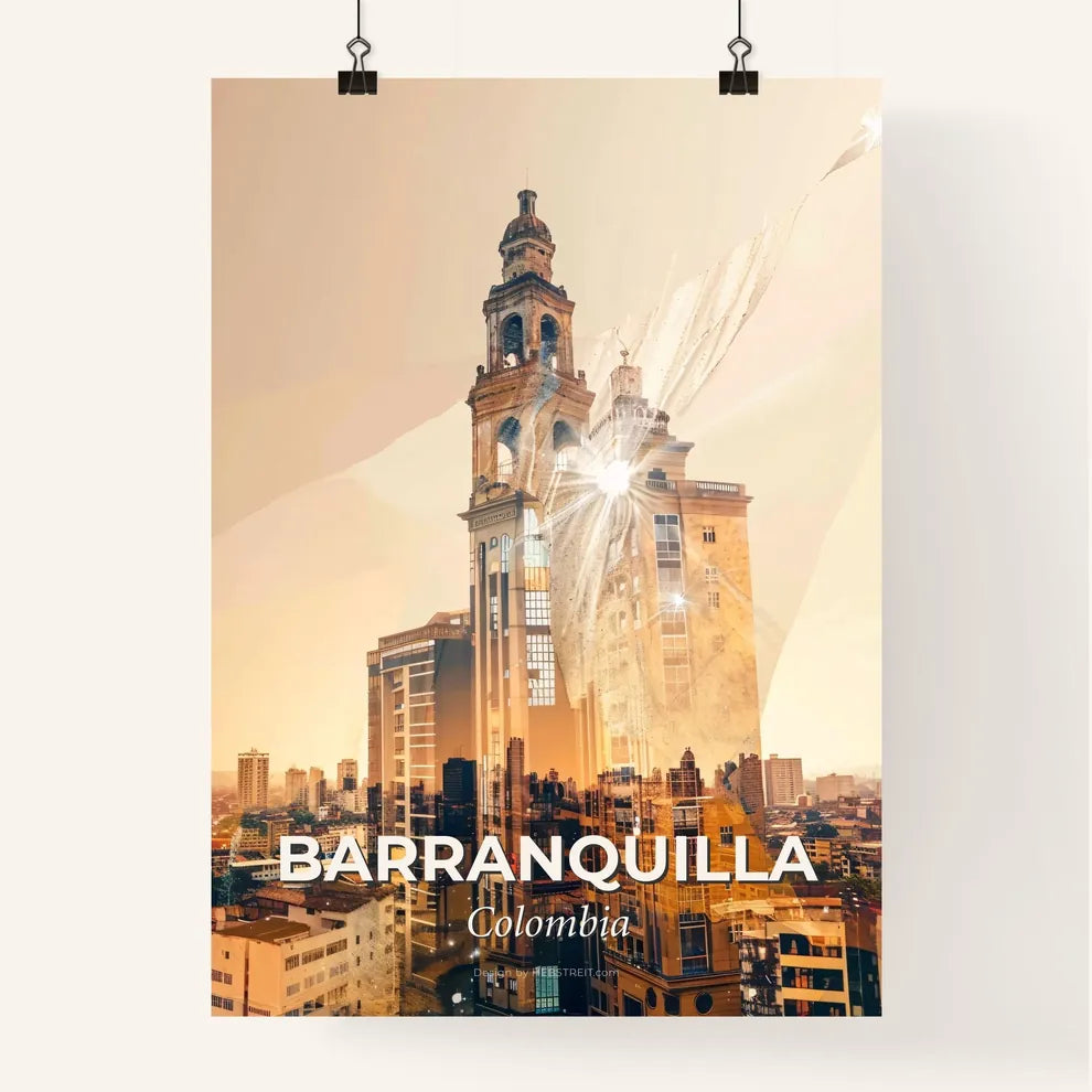 Barranquilla City Lights Skyline Art Poster Poster