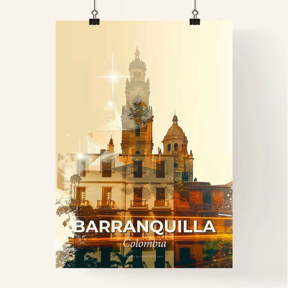 Barranquilla Skyline Double Exposure Poster Art Poster