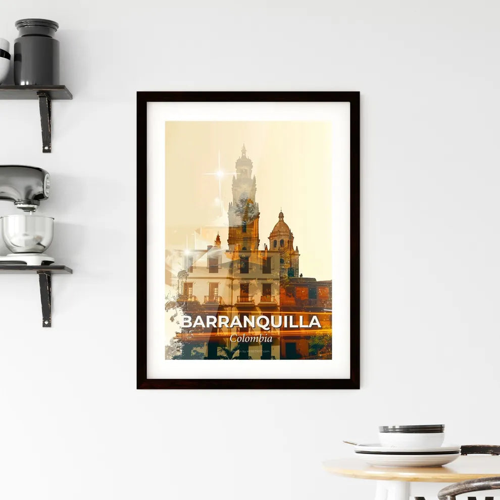 Barranquilla Skyline Double Exposure Poster Art Framed Print