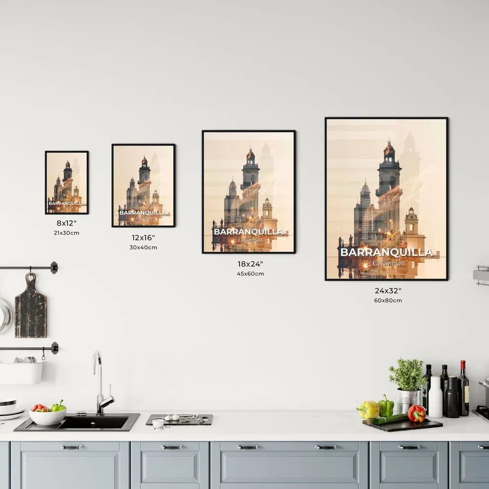 Barranquilla City Skyline Retro Art Office Art