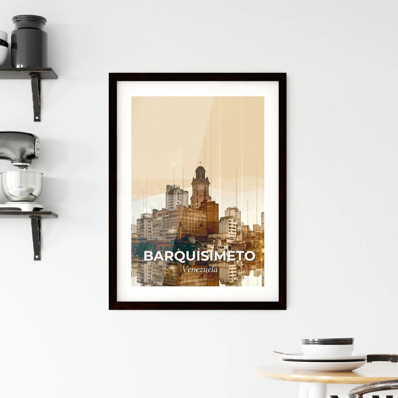Barquisimeto Skyline Composite Art Poster Design Framed Print