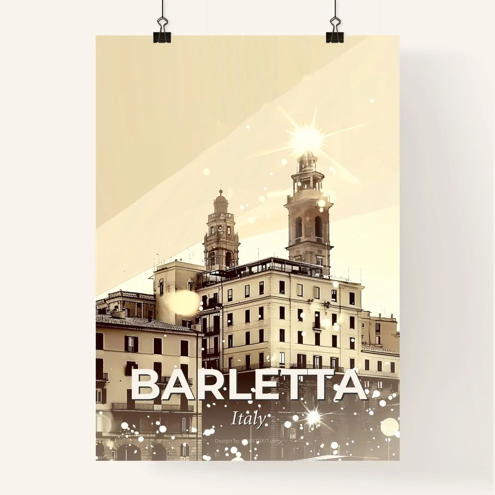 Barletta City Skyline, Italian Double Exposure Design Poster