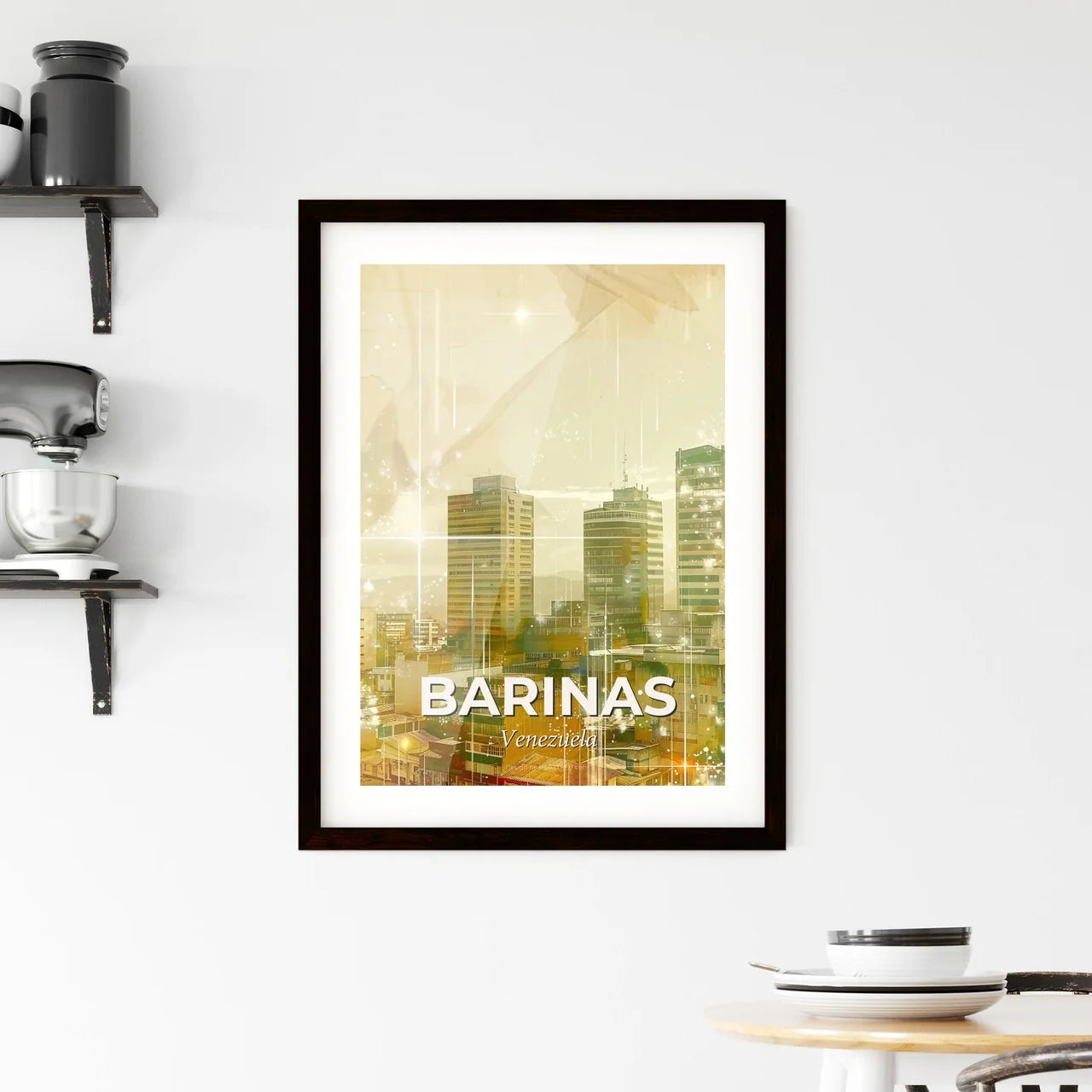 Barinas City Skyline Skylights Sparkle Art Poster Framed Print