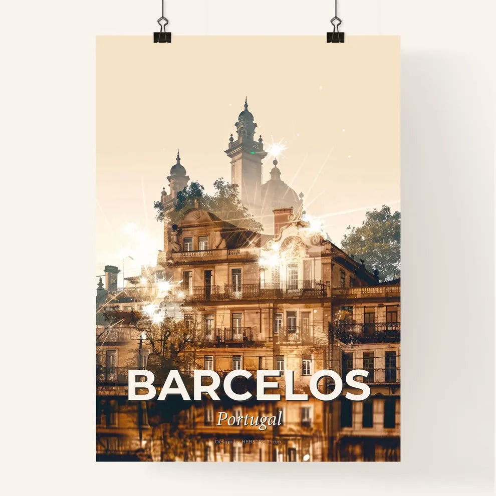 Barcelos Skylines Iconic Double Exposure Poster